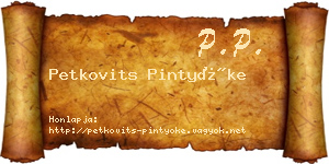 Petkovits Pintyőke névjegykártya